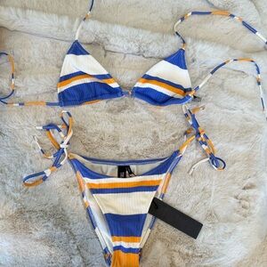 TRIANGL Blueish Purple and Orange Bikini Set